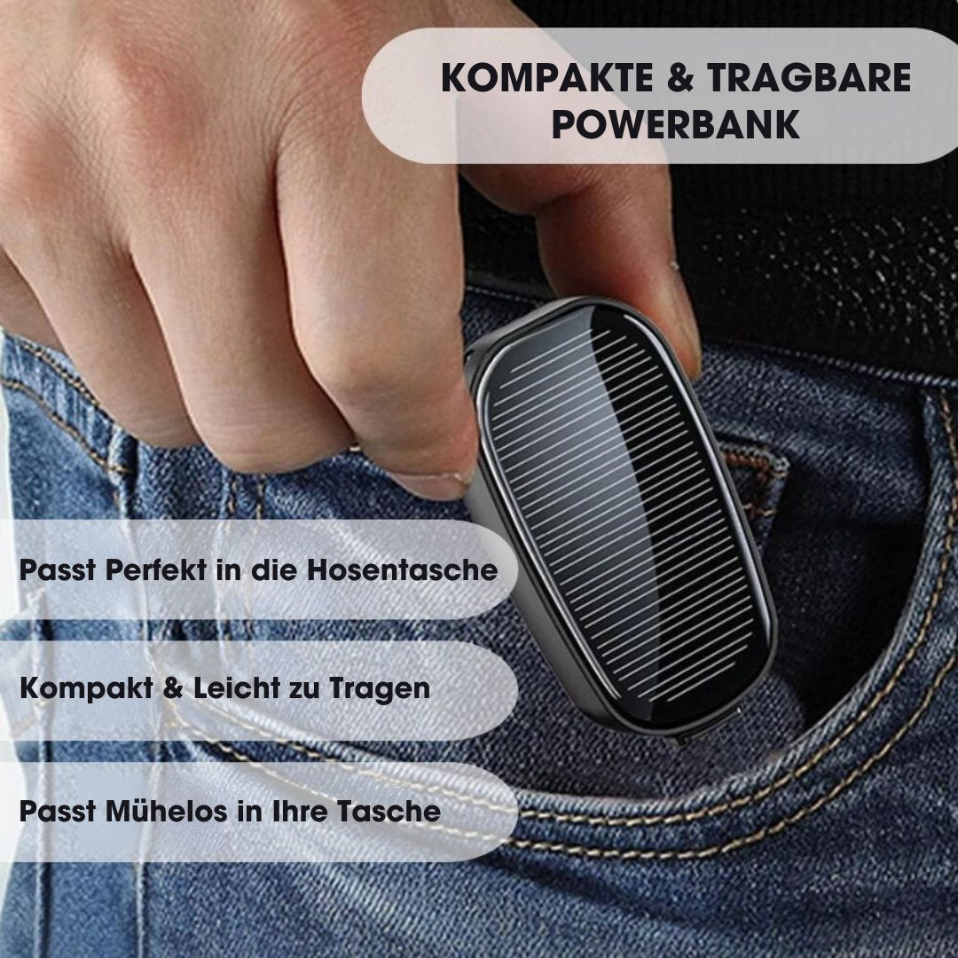 SolarKey® – 1200mAh Solar-Powerbank als Schlüsselanhänger