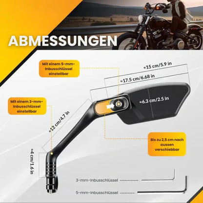 BikeMirror™ – Weitwinkel-Rückspiegel mit vibrationsarmer Halterung
