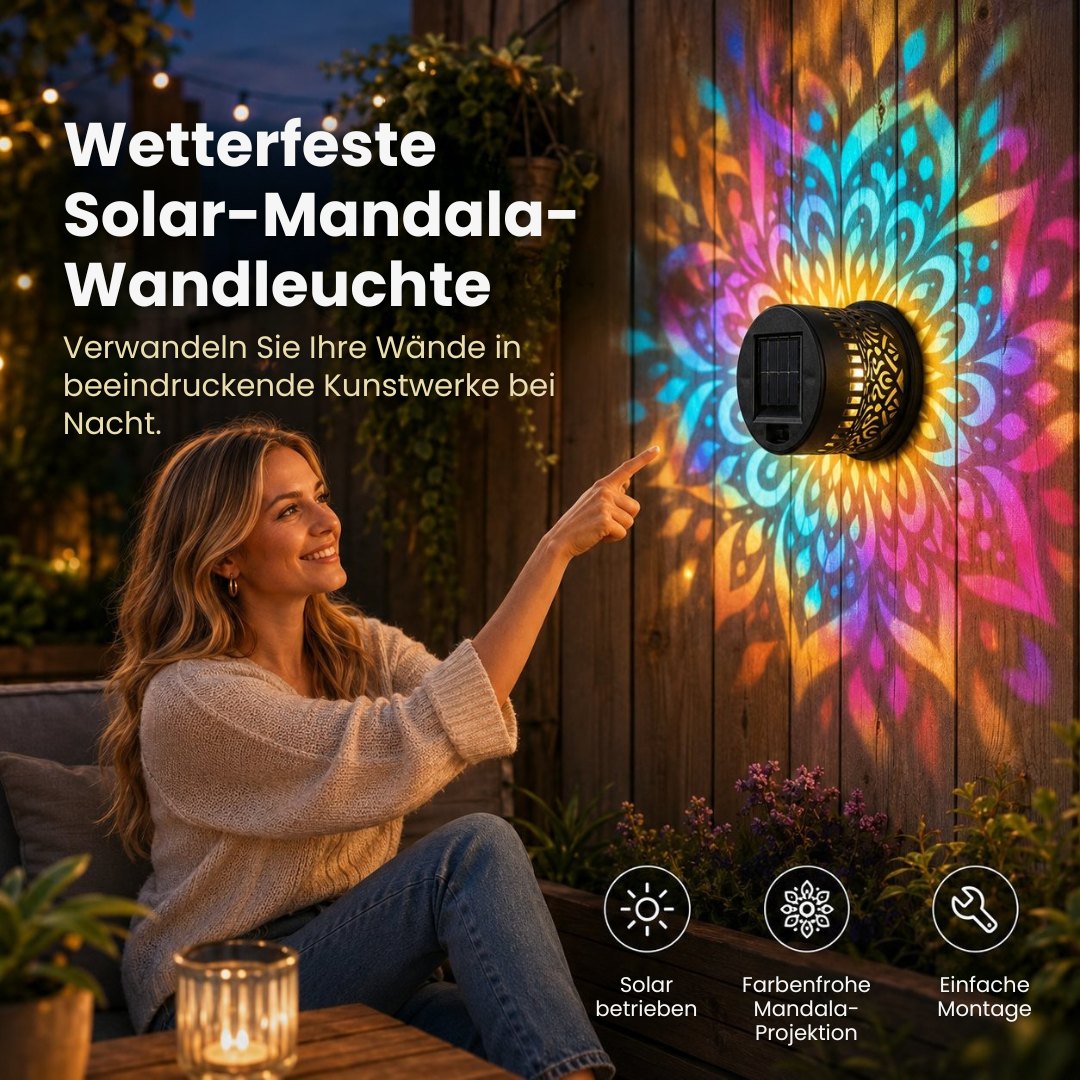 MandalaLight™ – Wetterfeste Solar-Mandala-Wandleuchte