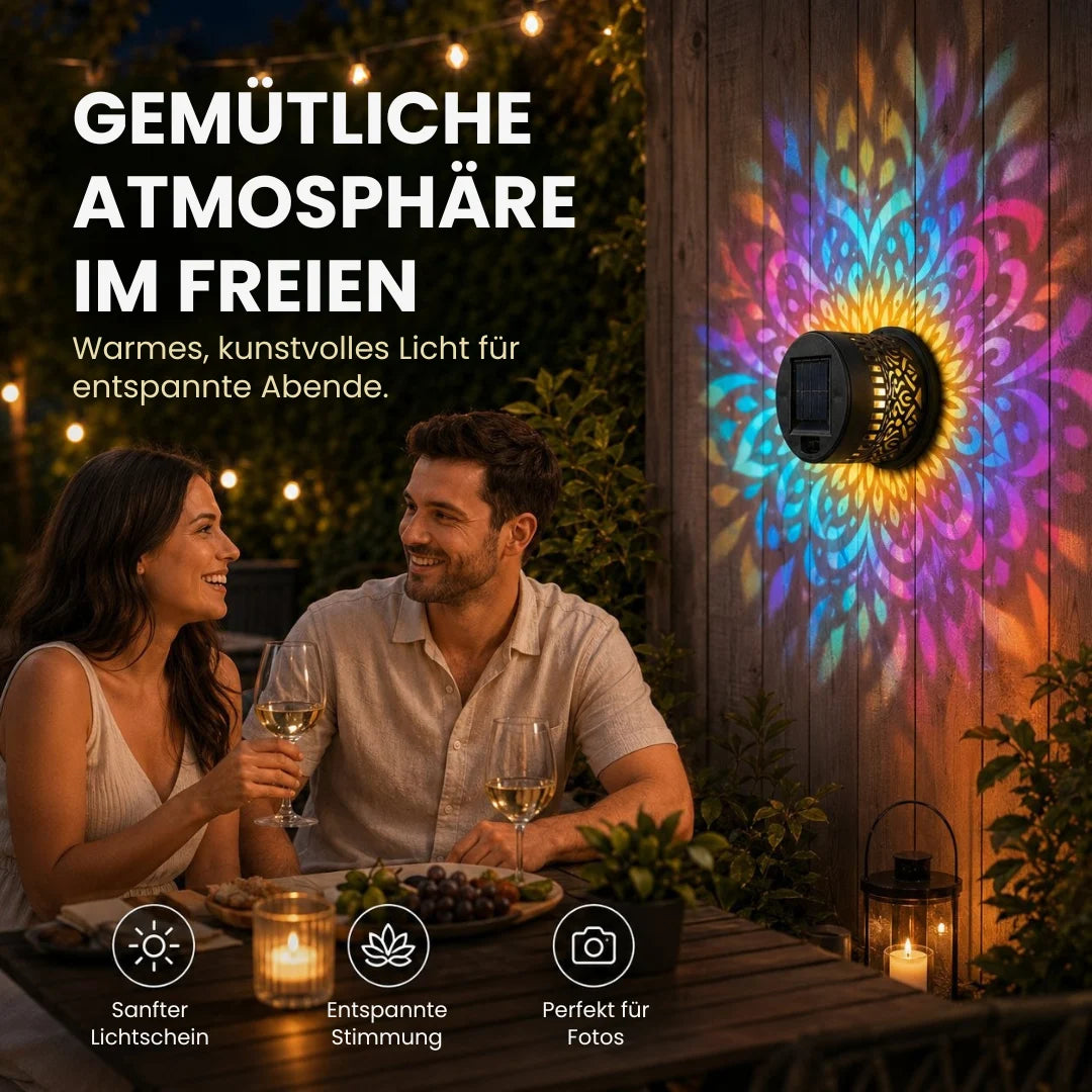 MandalaLight™ – Wetterfeste Solar-Mandala-Wandleuchte