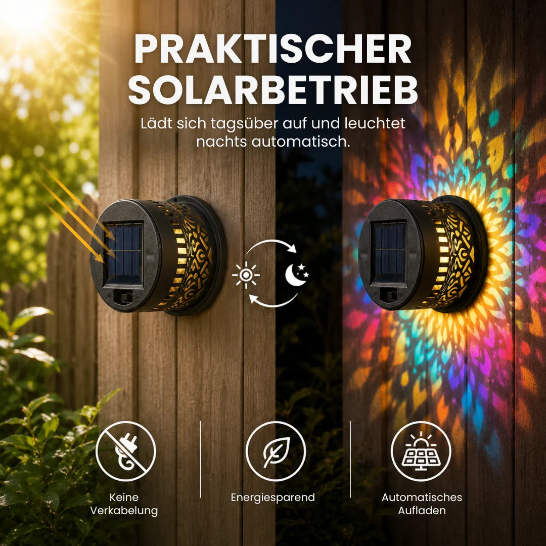 MandalaLight™ – Wetterfeste Solar-Mandala-Wandleuchte