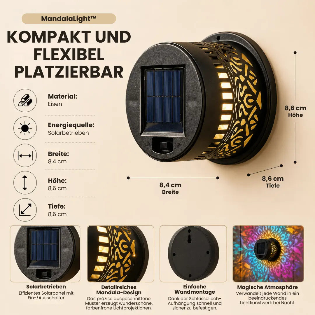 MandalaLight™ – Wetterfeste Solar-Mandala-Wandleuchte