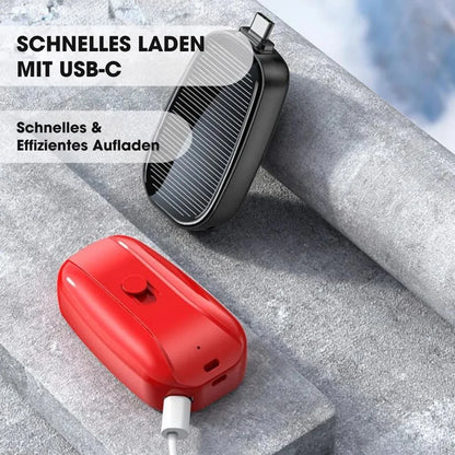 SolarKey® – 1200mAh Solar-Powerbank als Schlüsselanhänger