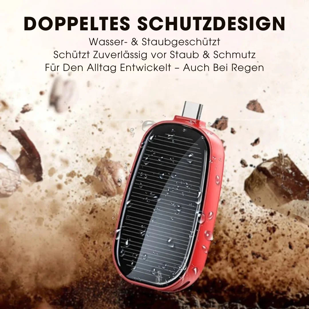 SolarKey® – 1200mAh Solar-Powerbank als Schlüsselanhänger