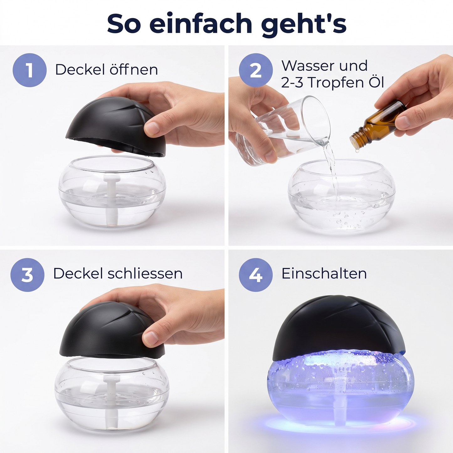 AquaScent™ – Wasserbasierter Luftreiniger mit LED